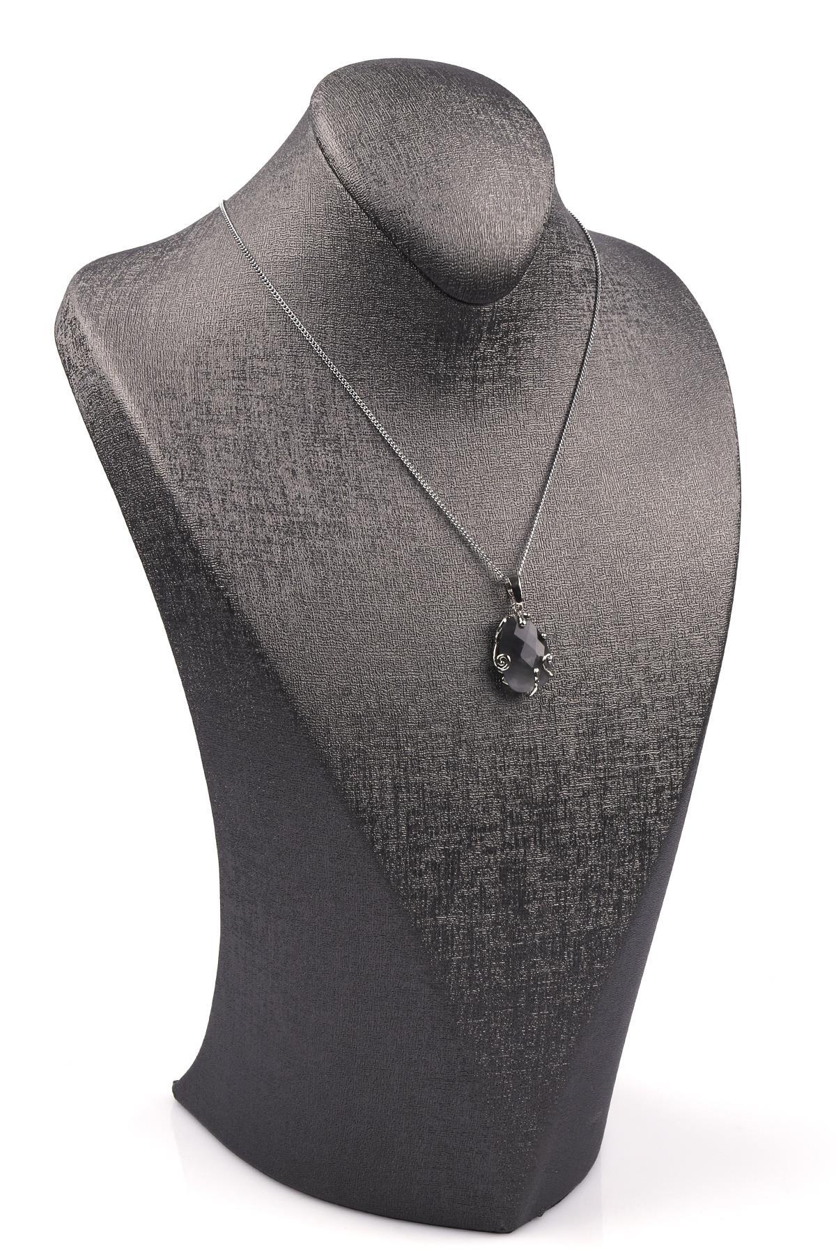 Bulutlu Kuvars Doğal Taş Gümüş Renkli Kolye