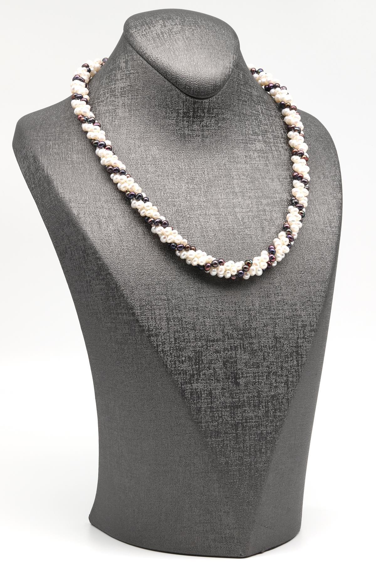 Burma İnci Doğal Taş Örme Kolye 