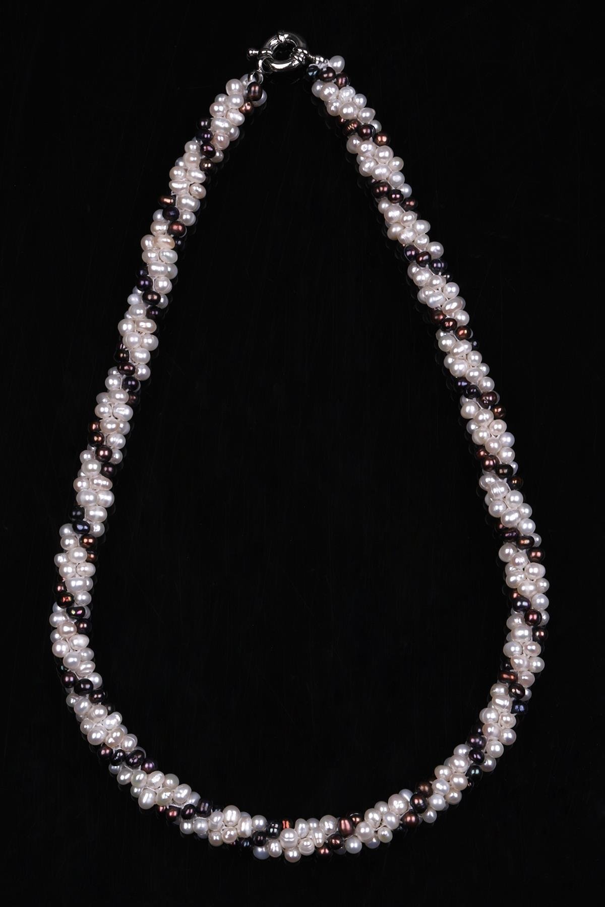 Burma İnci Doğal Taş Örme Kolye 