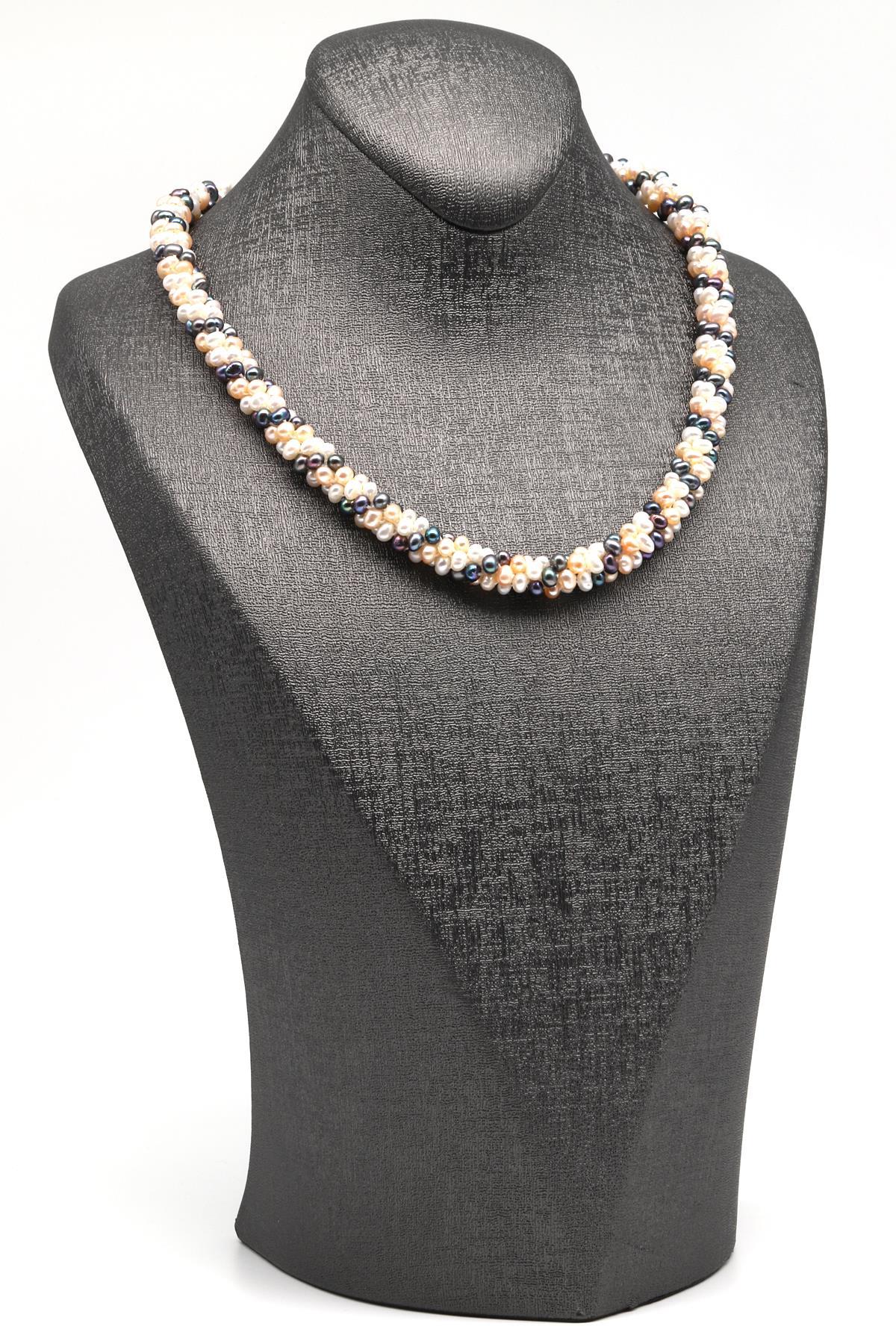 Burma İnci Doğal Taş Örme Kolye