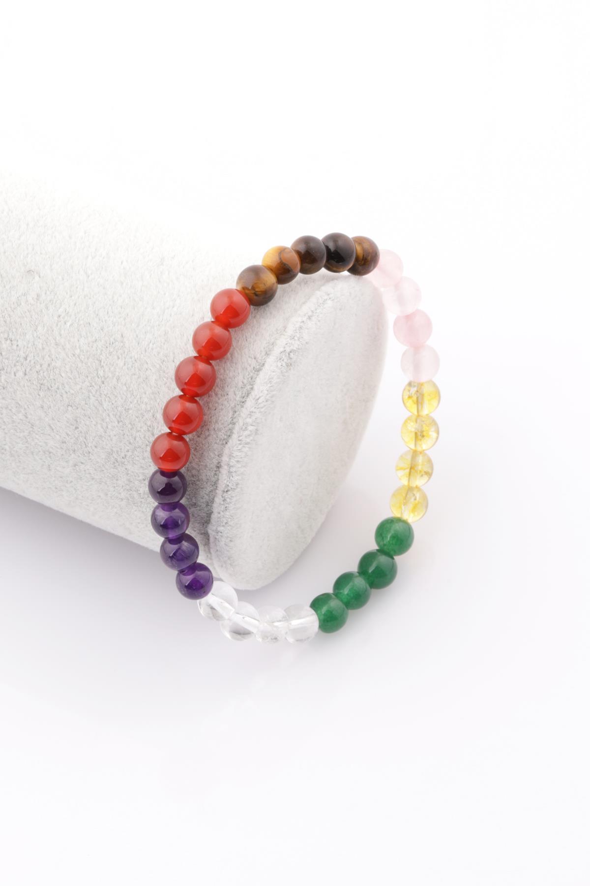 Çakra Doğal Taş Bileklik 6 mm Küre Kesim