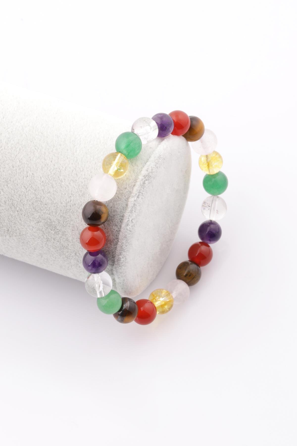 Çakra Doğal Taş Bileklik 8 mm Küre Kesim