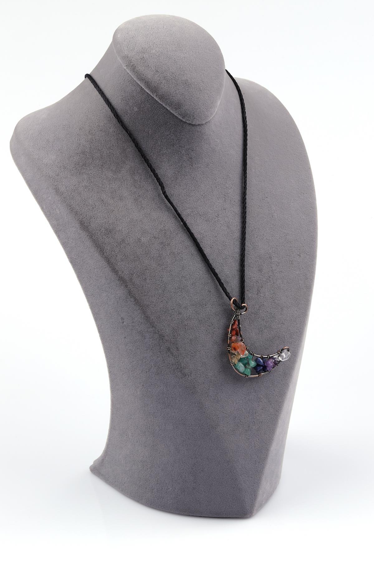 Çakra Doğal Taş Siyah İpli Kolye