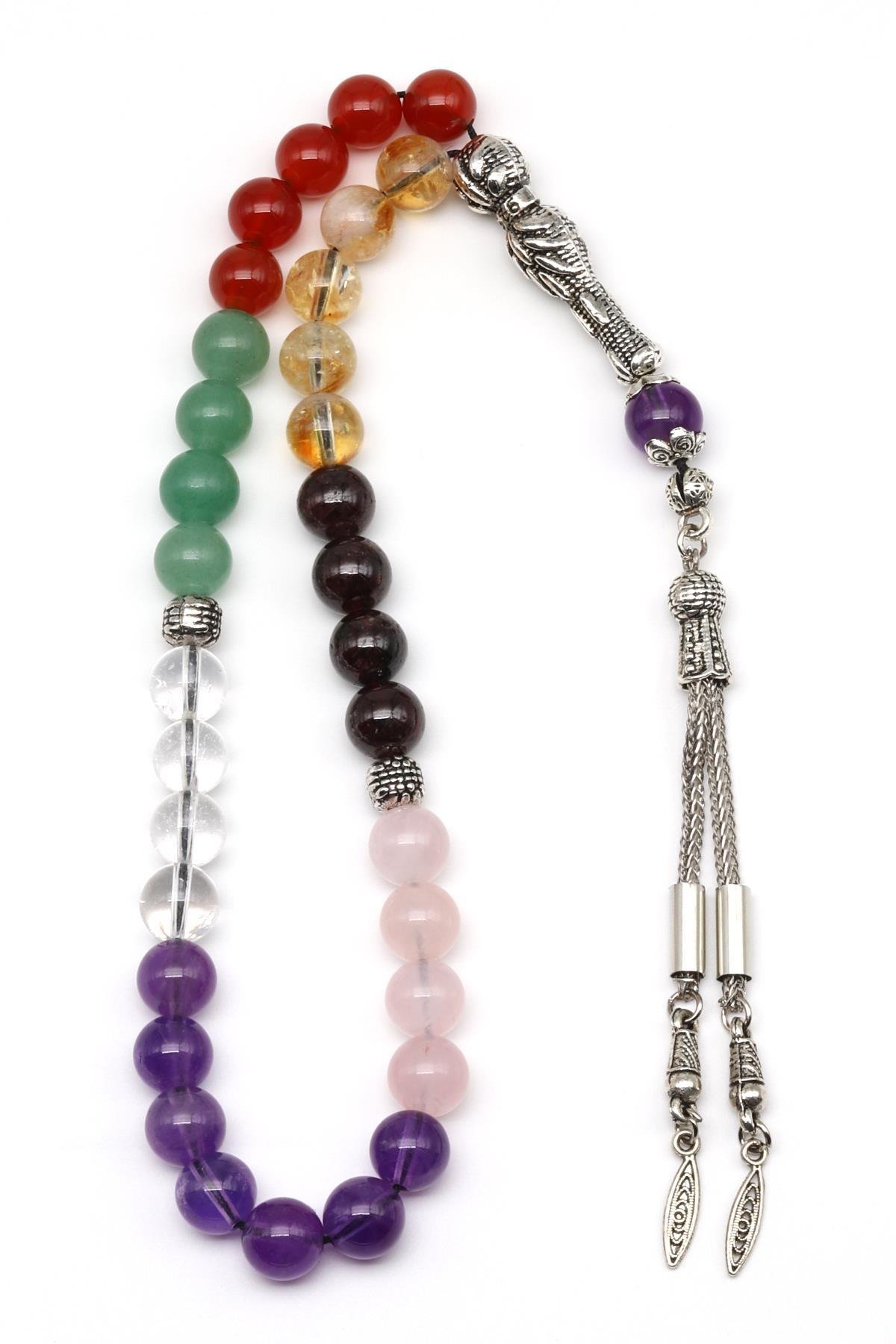 Çakra Doğal Taş Tesbih 8 mm Küre Kesim