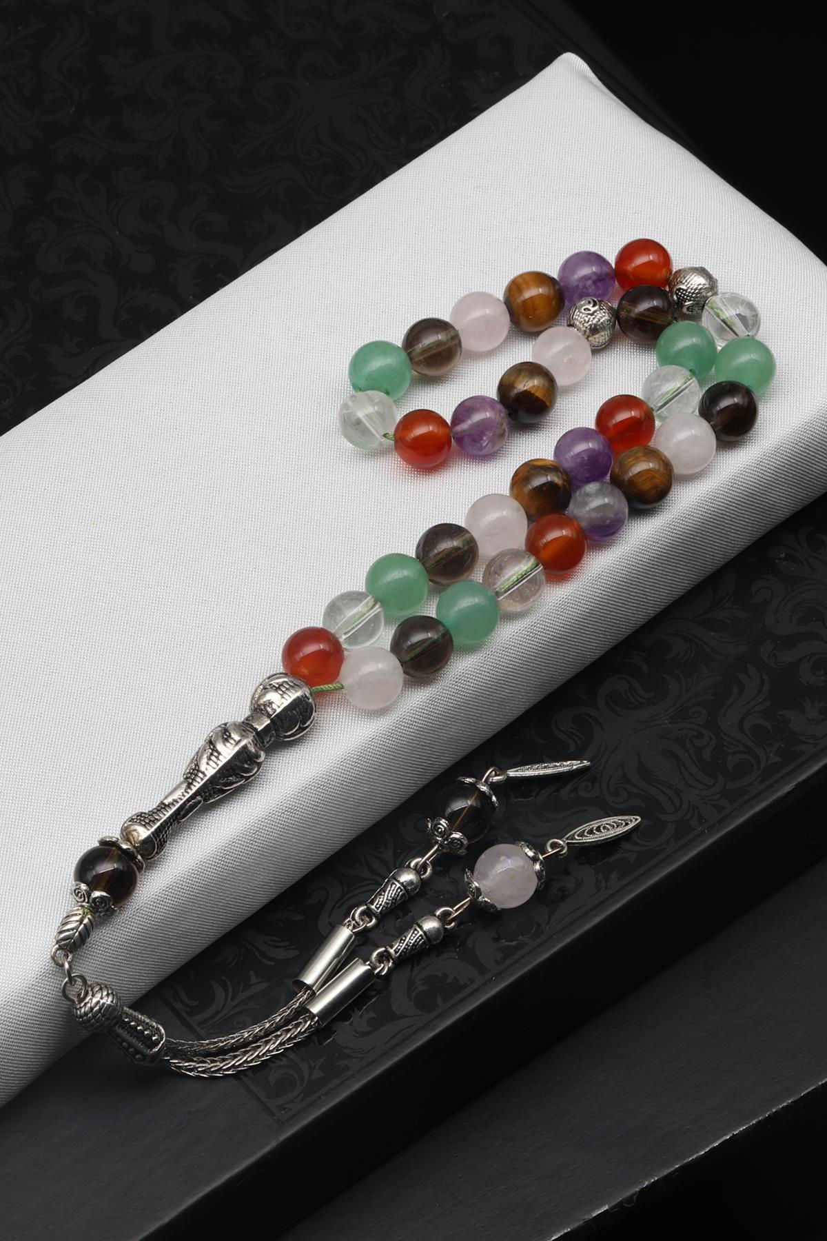 Çakra Doğal Taş Tesbih 8 mm Küre Kesim