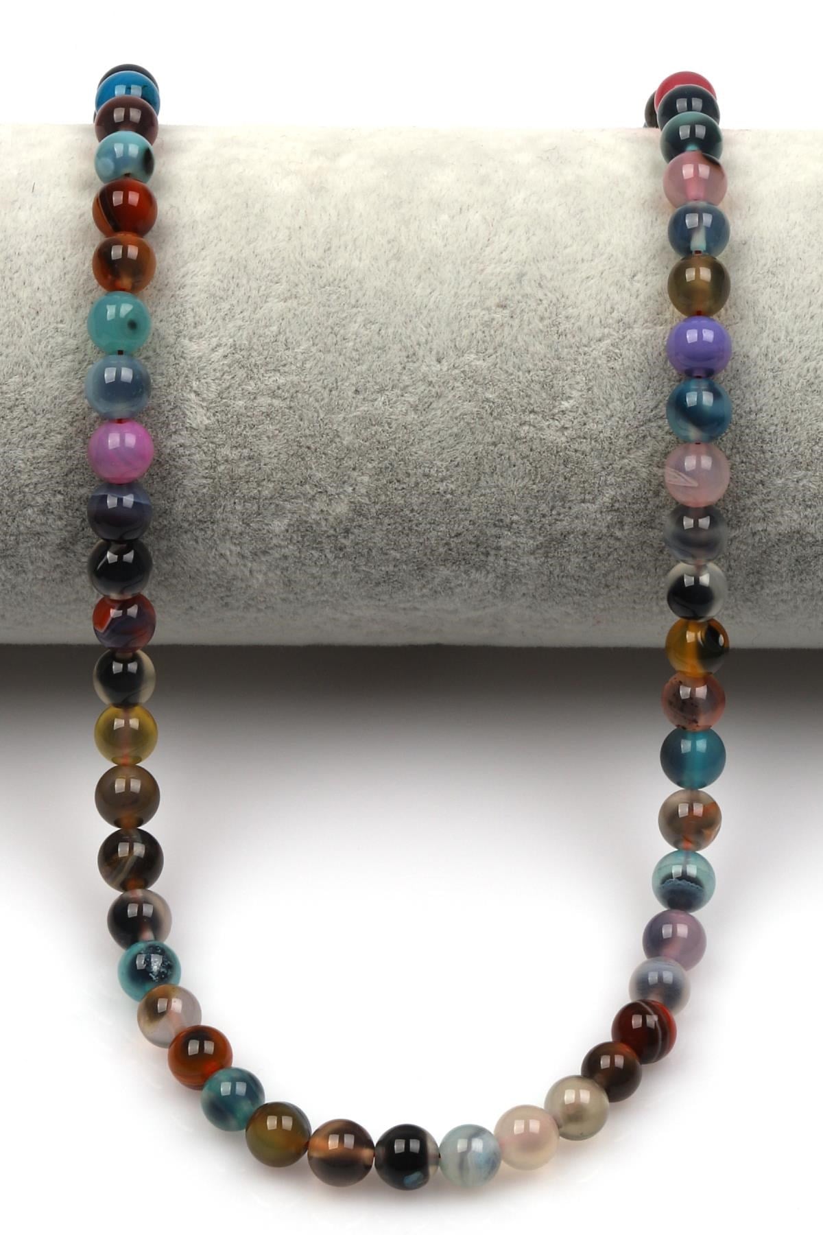 Candy Agate Doğal Taş Dizi 6 mm Küre Kesim