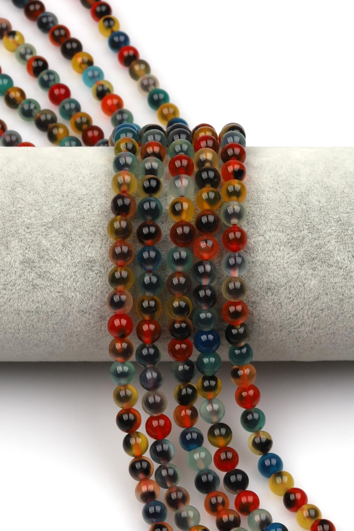 Candy Agate Doğal Taş Dizi 6 mm Küre Kesim