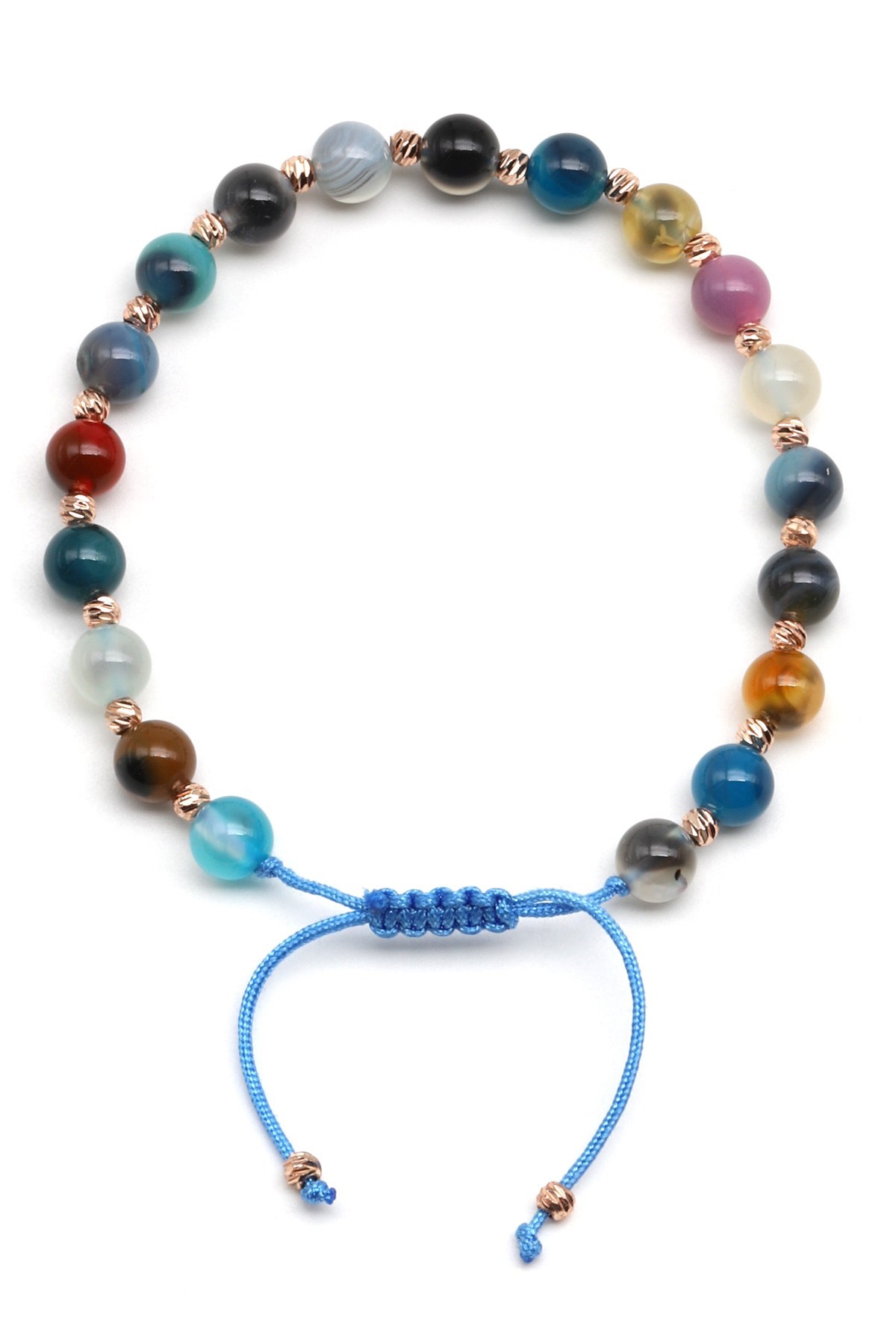 Candy Agate Doğal Taş Makrome Örme Bileklik Küre Kesim - BMK-642