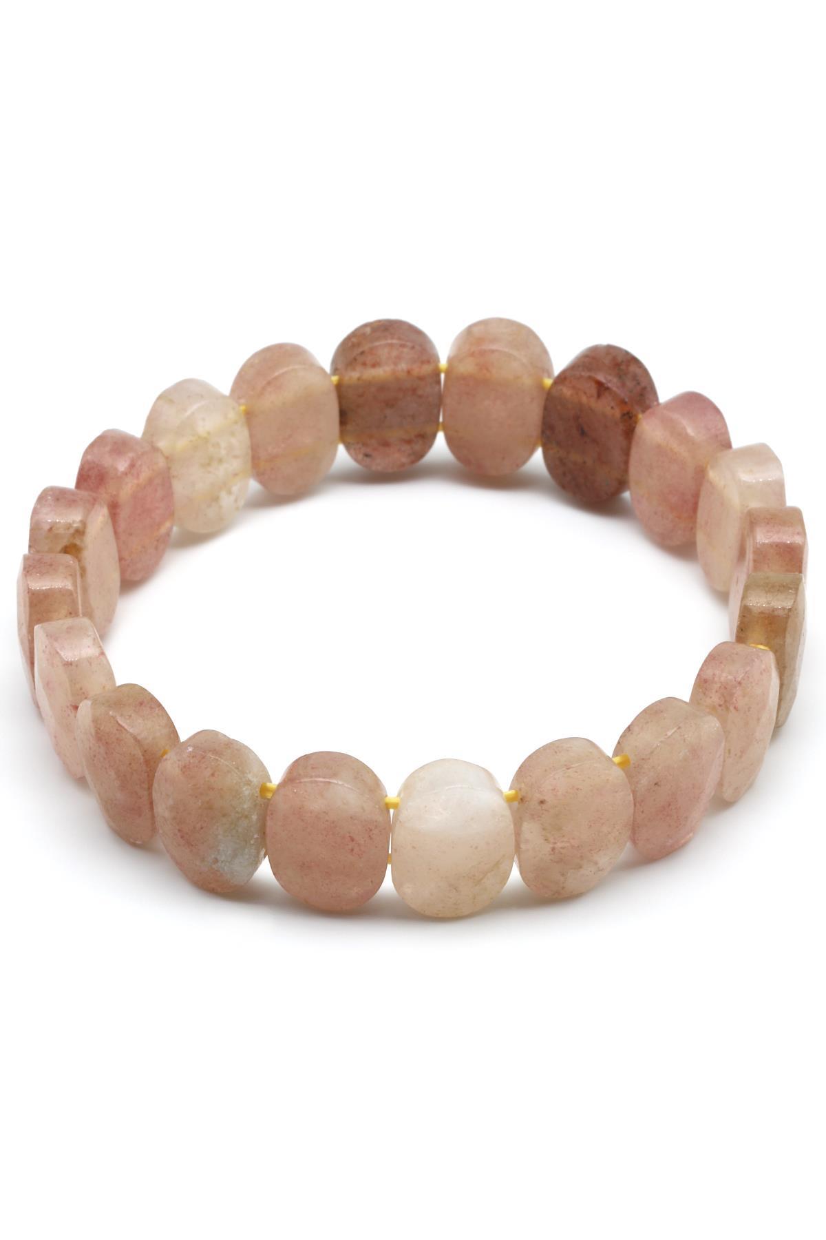 Çilek Kuvars Doğal Taş Bileklik 10 x 14 mm Özel Kesim