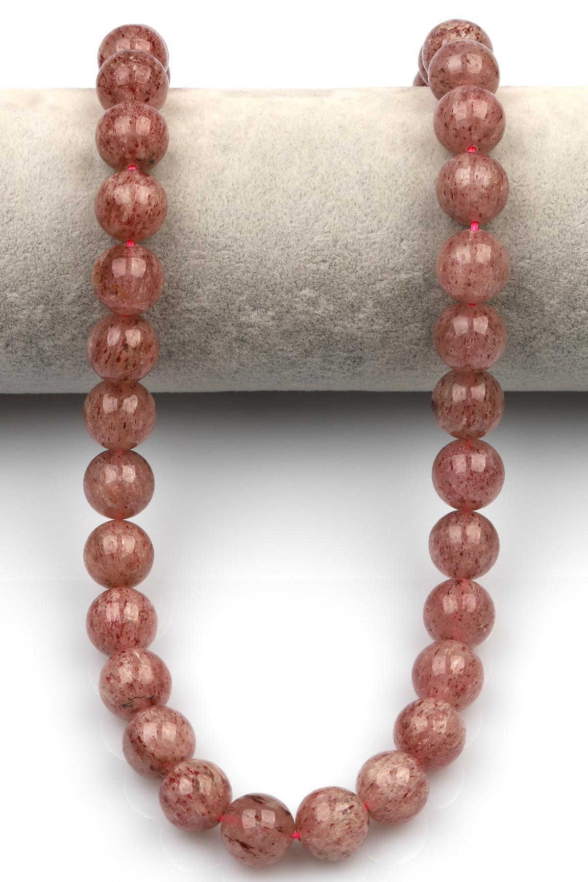 Çilek Kuvars Doğal Taş Dizi 12 mm Küre Kesim