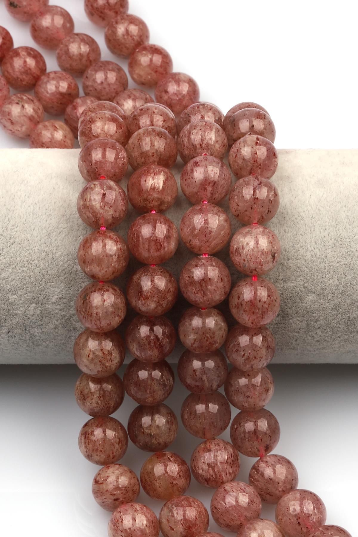 Çilek Kuvars Doğal Taş Dizi 12 mm Küre Kesim