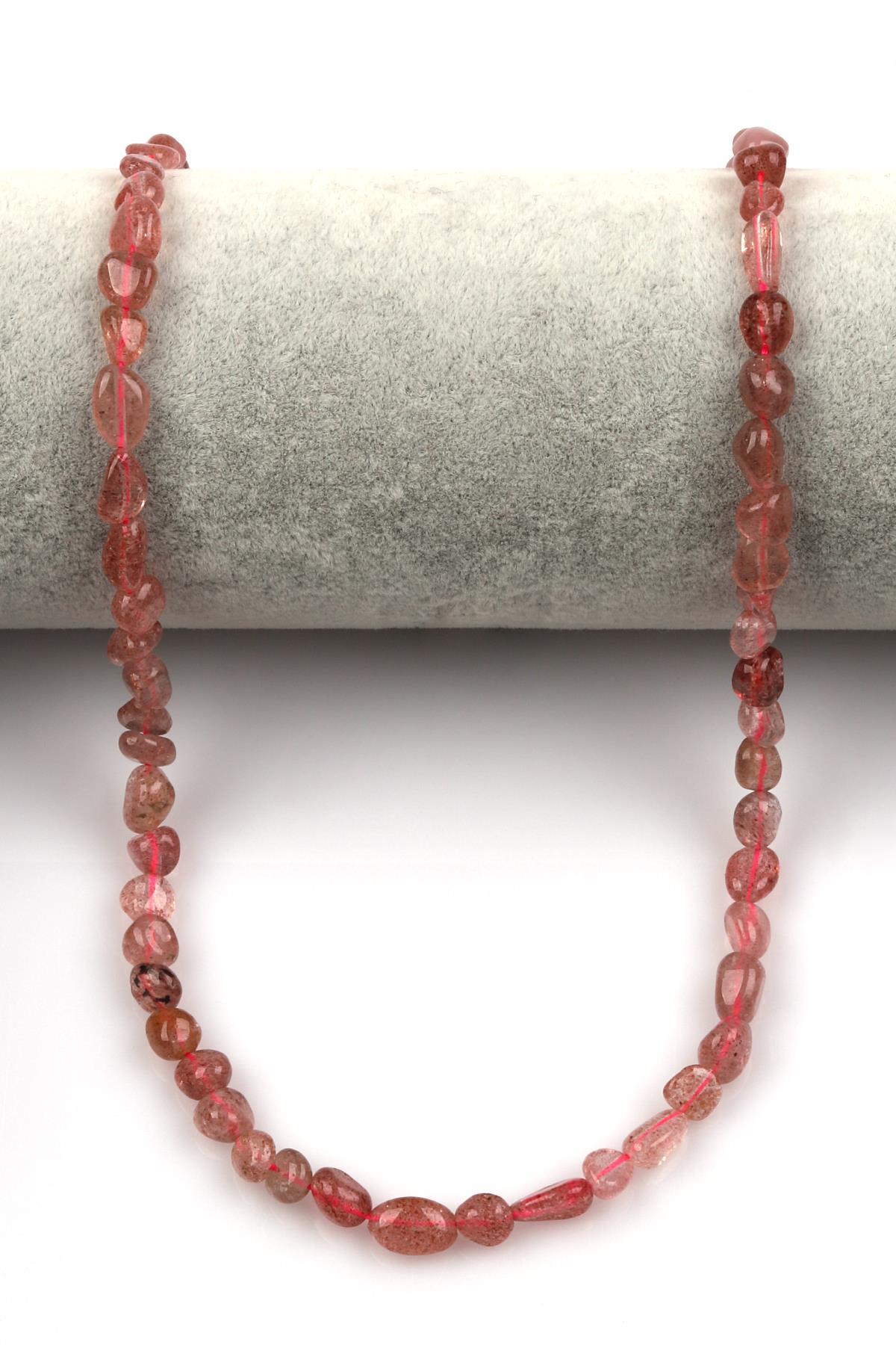 Çilek Kuvars Doğal Taş Dizi 5 x 9 mm Mercimek Kesim