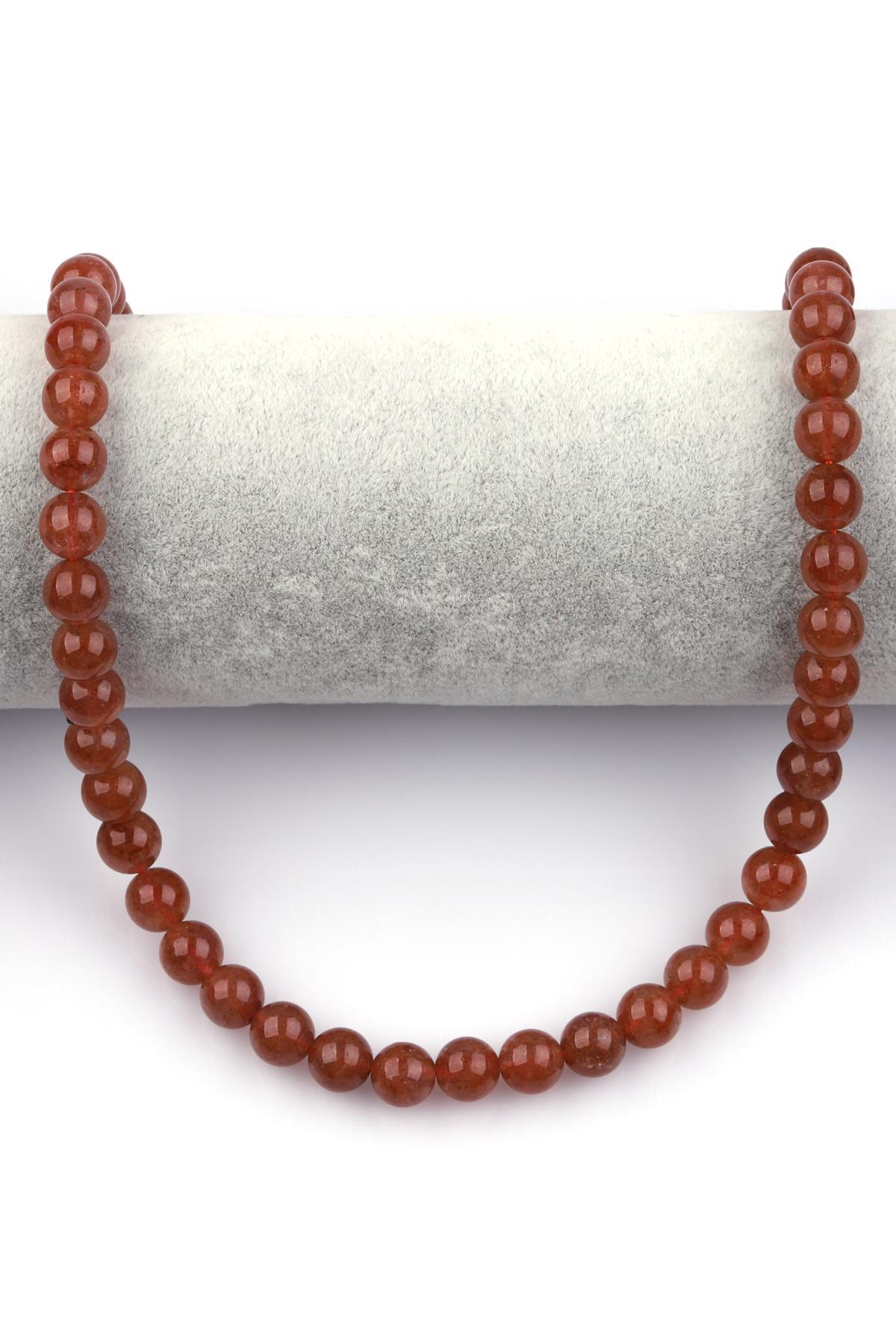 Çilek Kuvars Doğal Taş Dizi 8 mm Küre Kesim