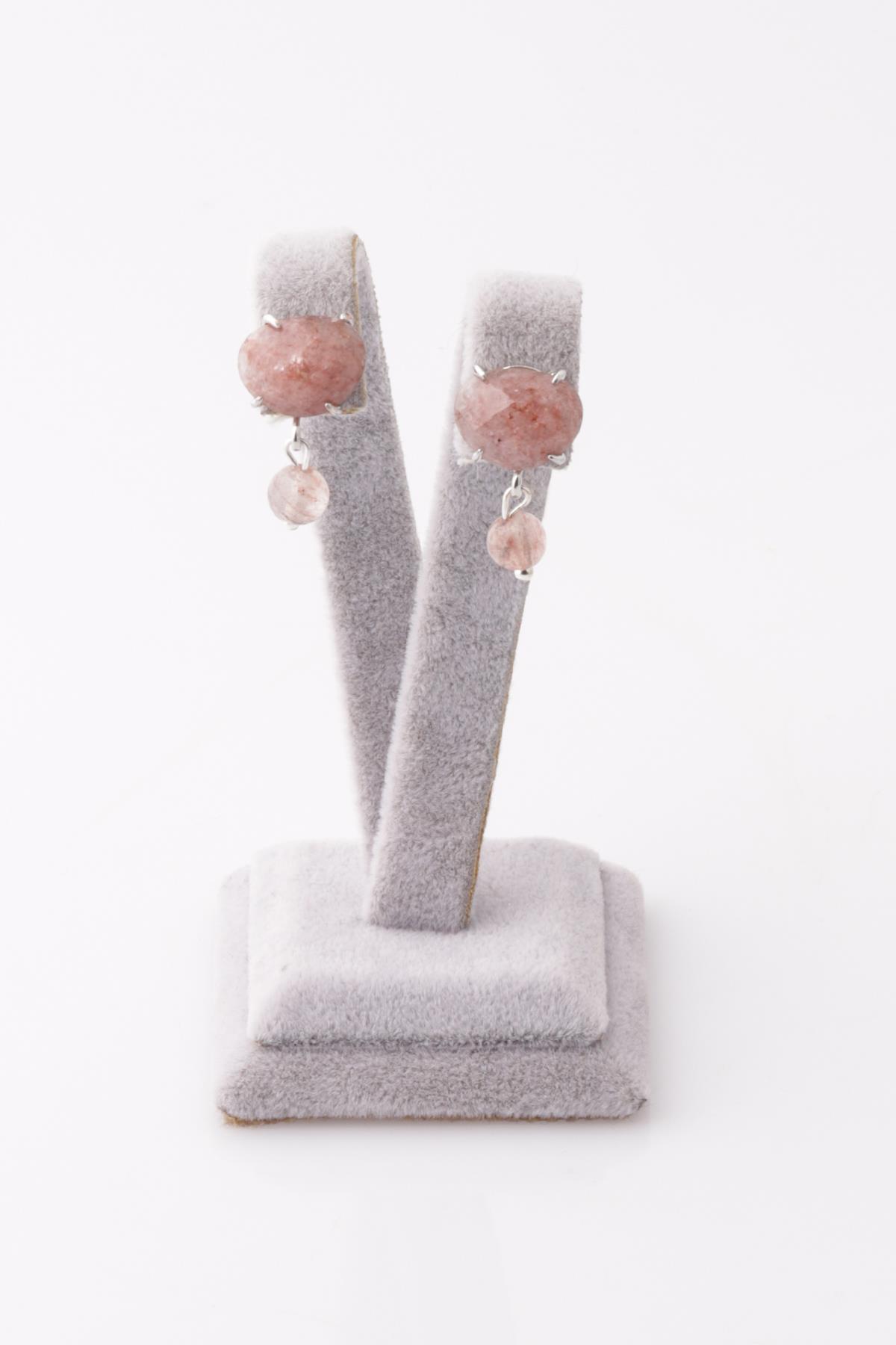 Çilek Kuvars Doğal Taş Küpe