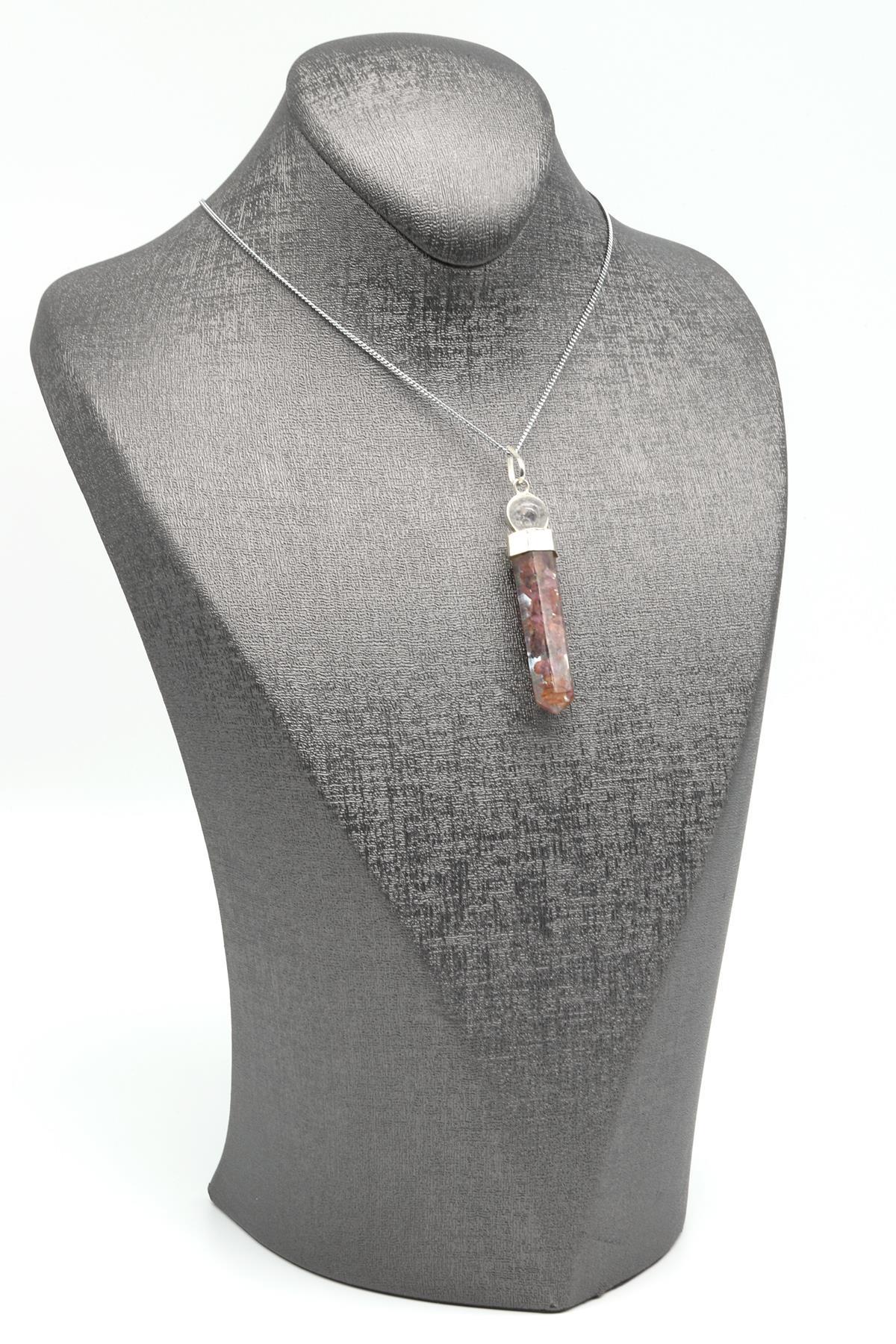 Çilek Kuvars Doğal Taş Orgonit Kolye