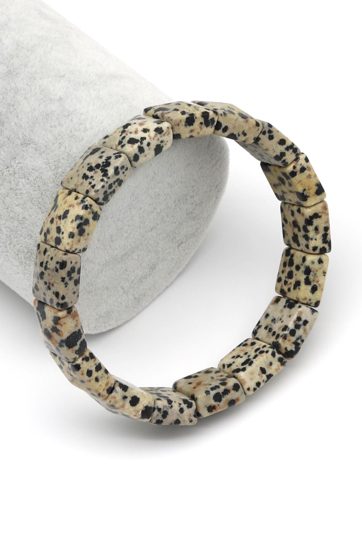 Dalmaçyalı Jasper Doğal Taş Bileklik 12 x 12 mm Özel Kesim