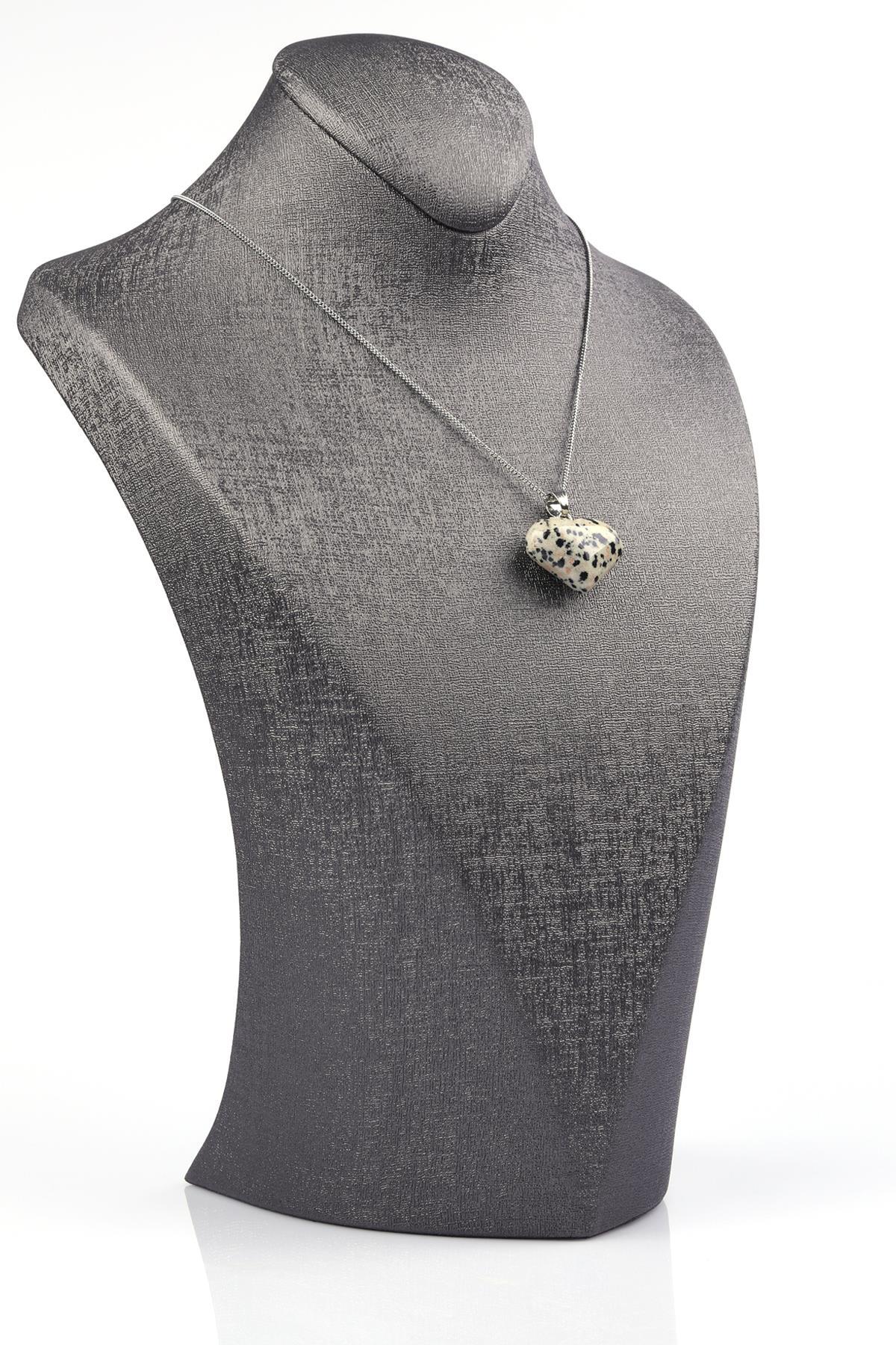 Dalmaçyalı Jasper Doğal Taş Kalp Model Kolye