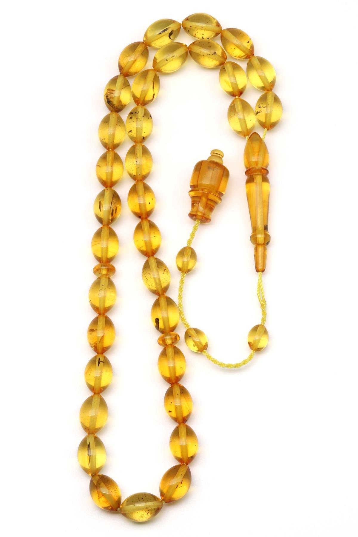 Damla Kehribar Arpa Kesim Tesbih Litvanya Sertifikalı