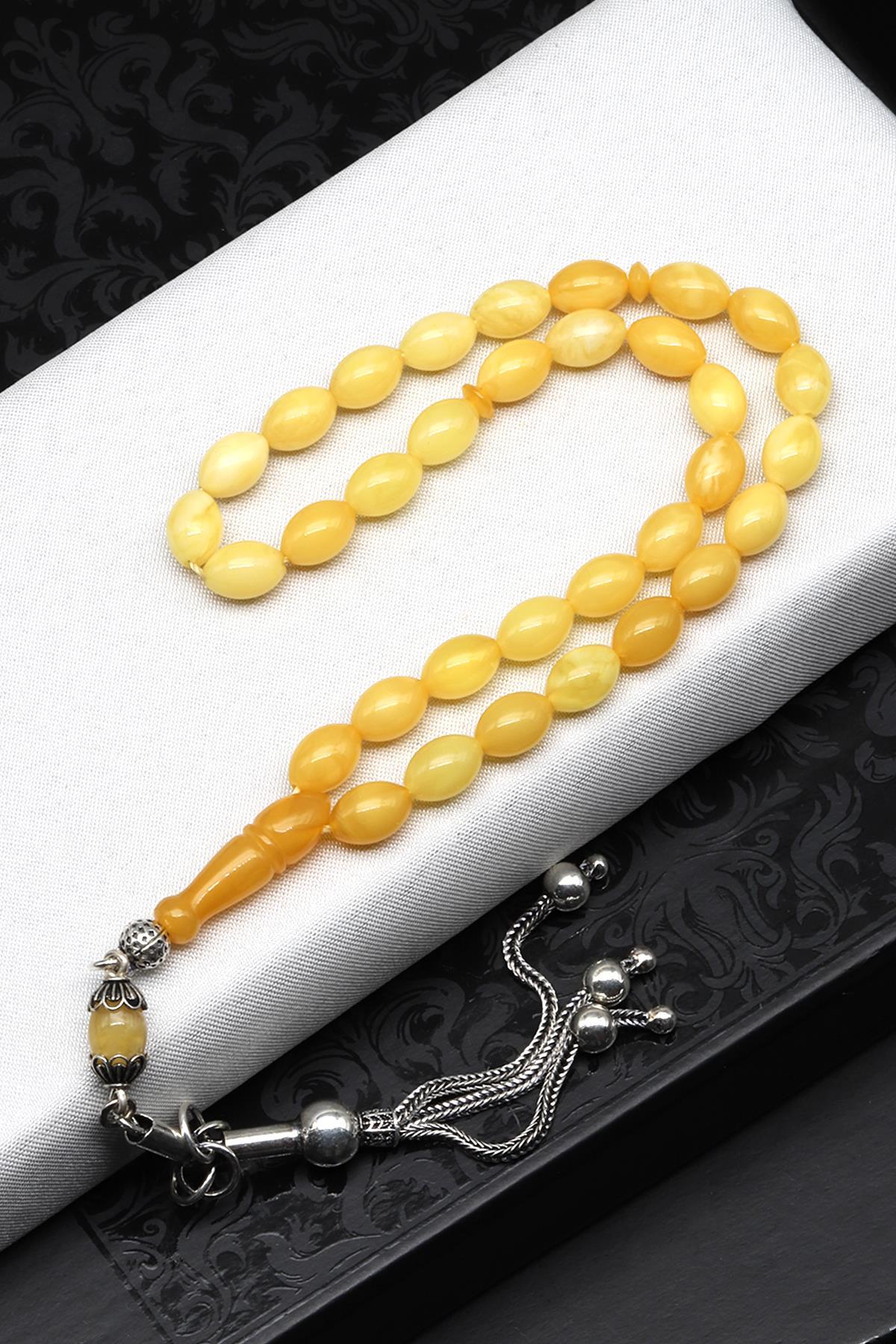 Damla Kehribar Arpa Kesim Tesbih Litvanya Sertifikalı