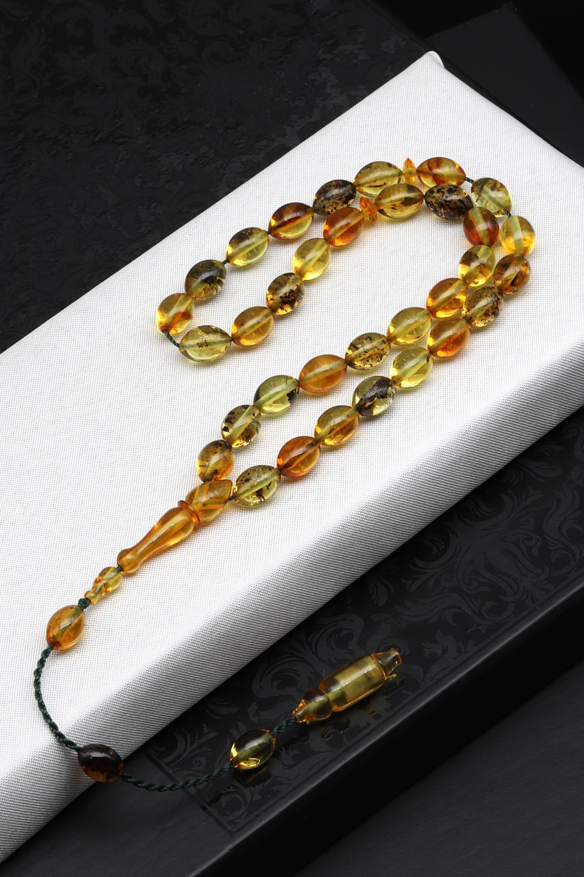 Damla Kehribar Arpa Kesim Tesbih Litvanya Sertifikalı