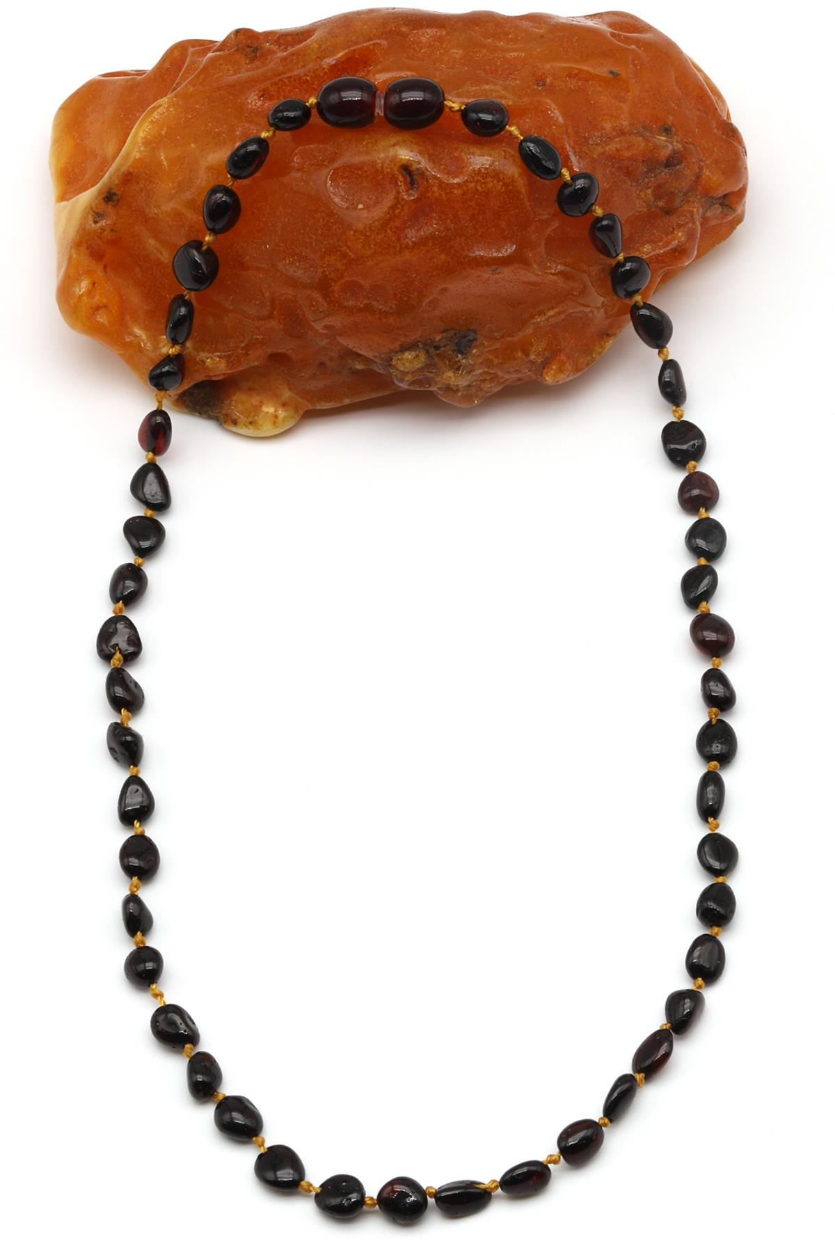 Damla Kehribar Bebek Diş Kolye – 34 cm