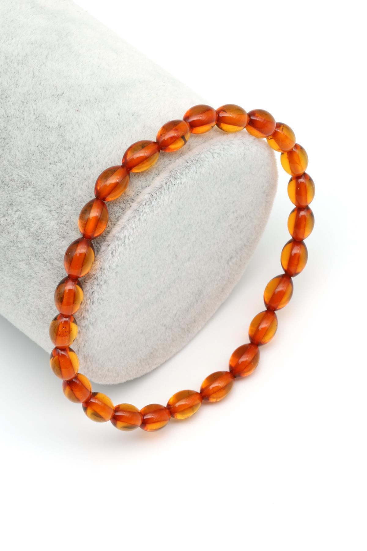 Damla Kehribar Bileklik 5 x 7 mm Arpa Kesim