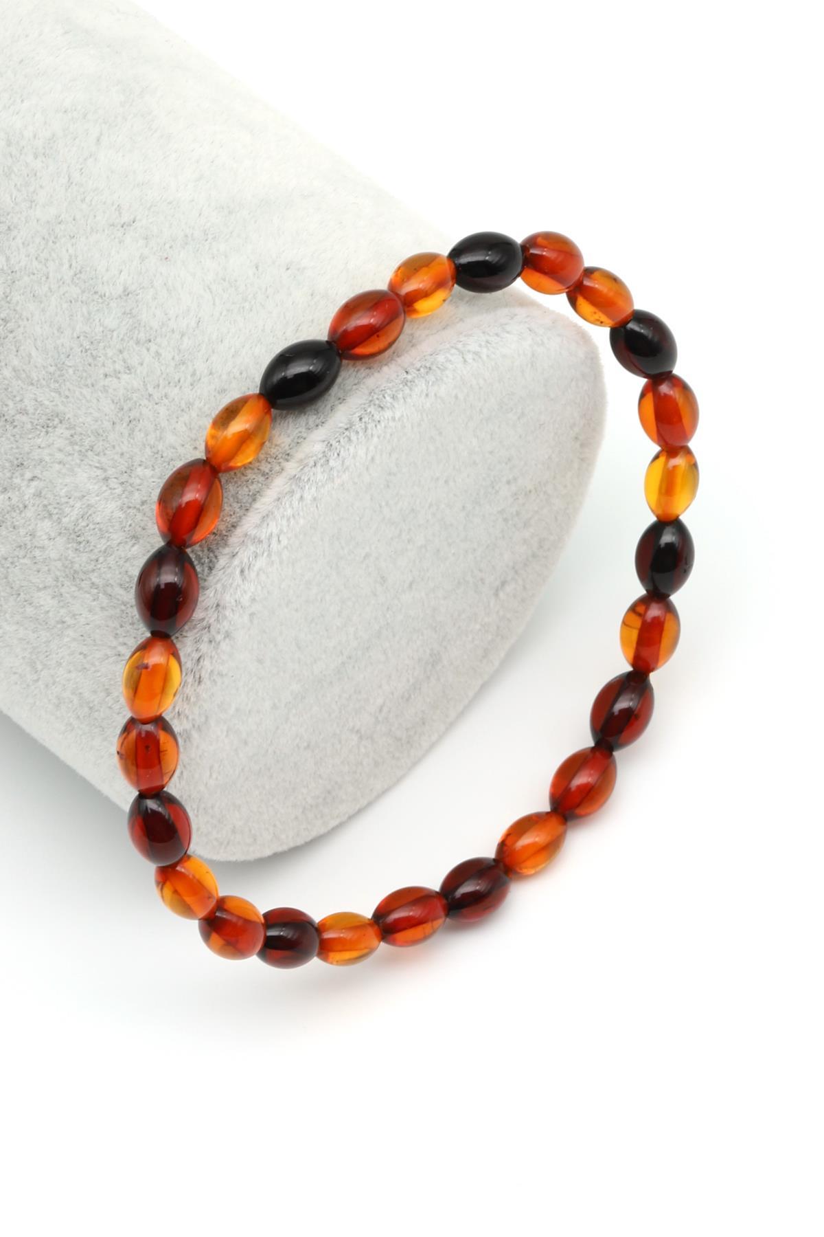 Damla Kehribar Bileklik 5 x 7 mm Arpa Kesim