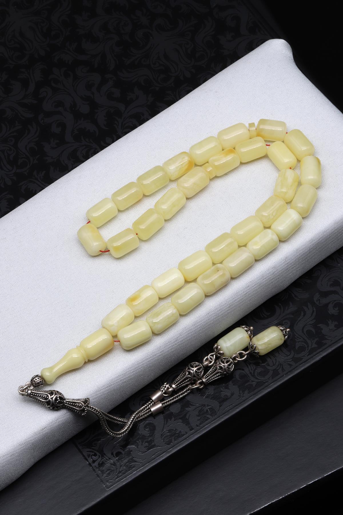 Damla Kehribar Kapsül Kesim Tesbih Litvanya Sertifikalı