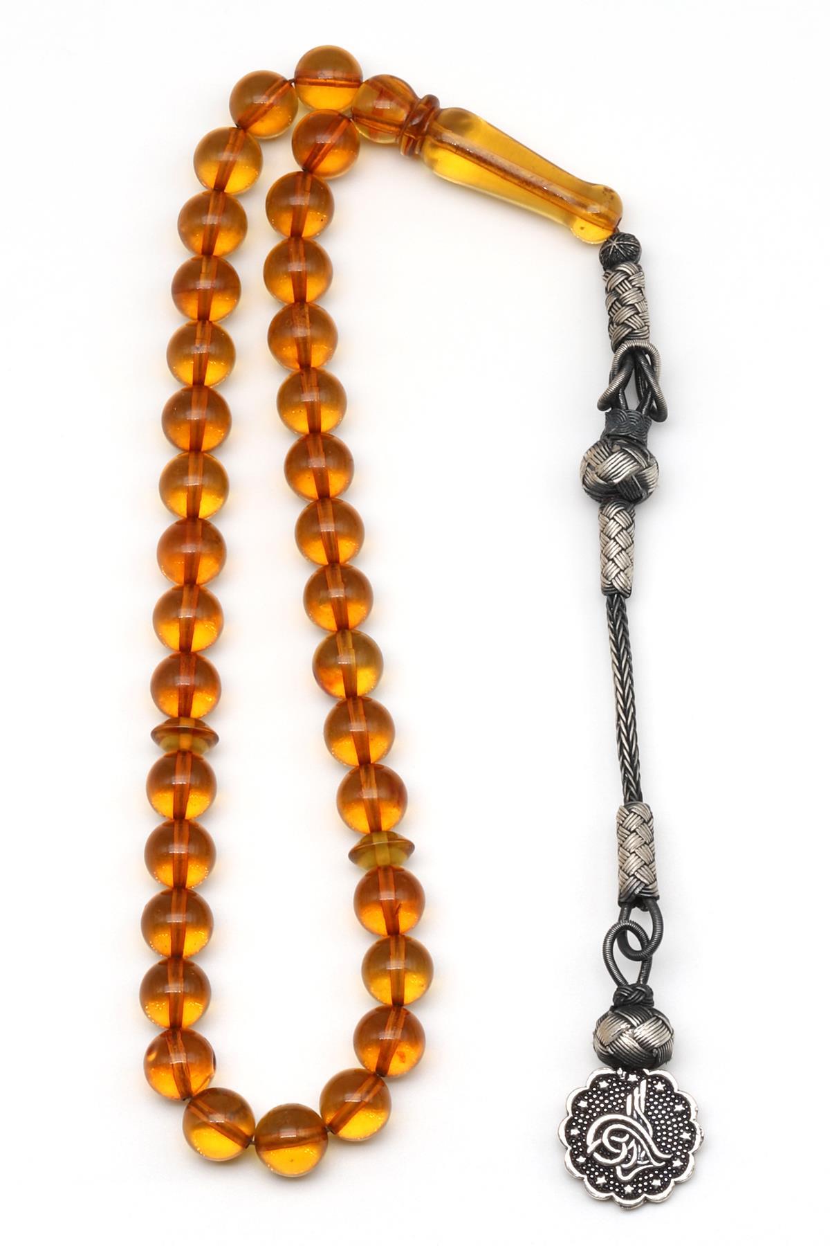 Damla Kehribar Kazaz Püsküllü Küre Kesim Tesbih Litvanya Sertifikalı