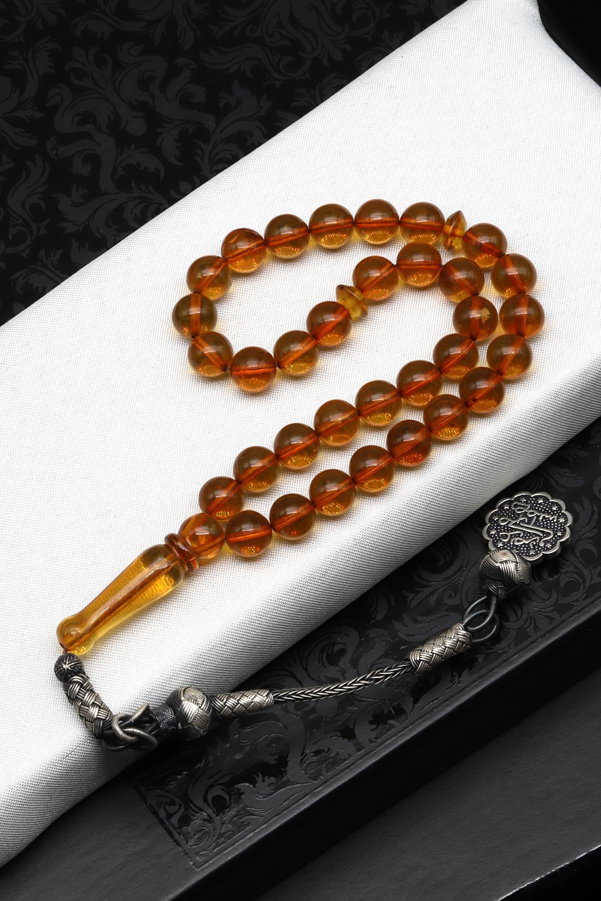 Damla Kehribar Kazaz Püsküllü Küre Kesim Tesbih Litvanya Sertifikalı