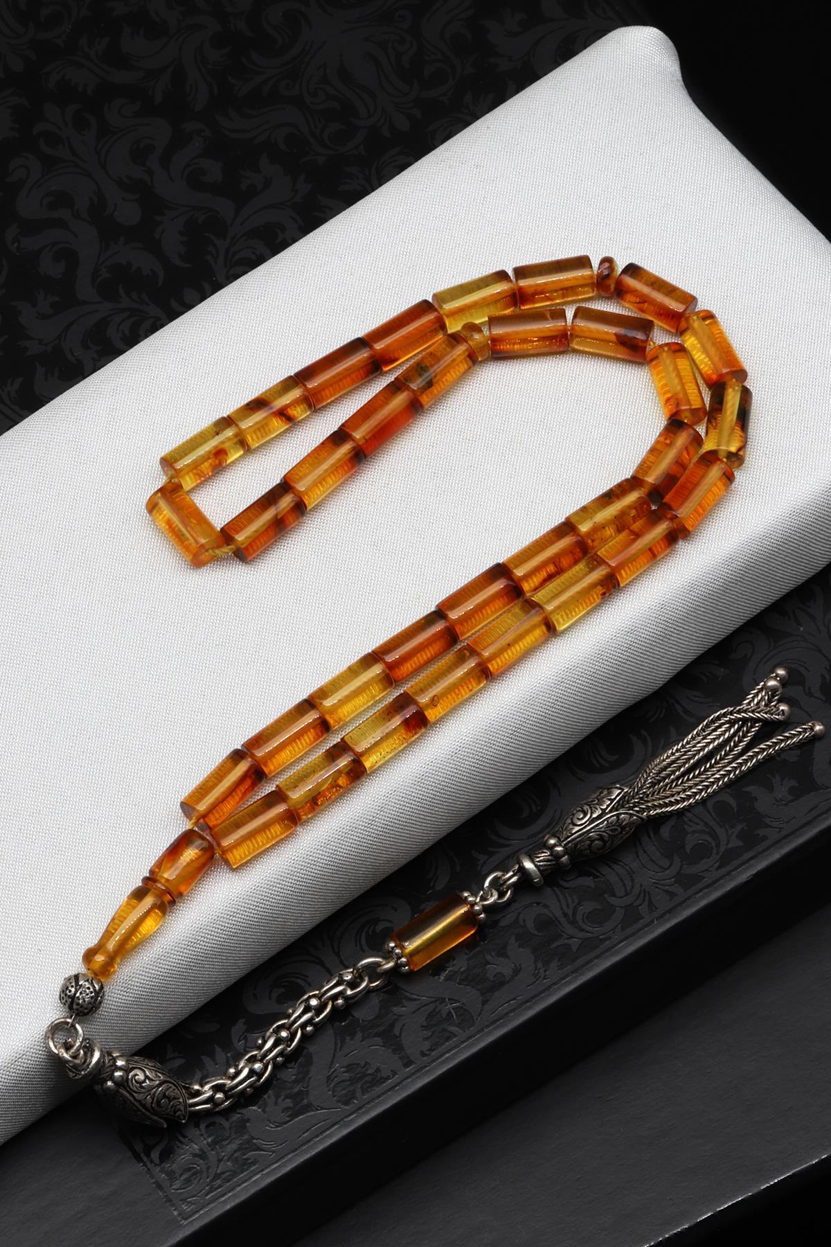 Damla Kehribar Kesme Silindir Kesim Tesbih Litvanya Sertifikalı