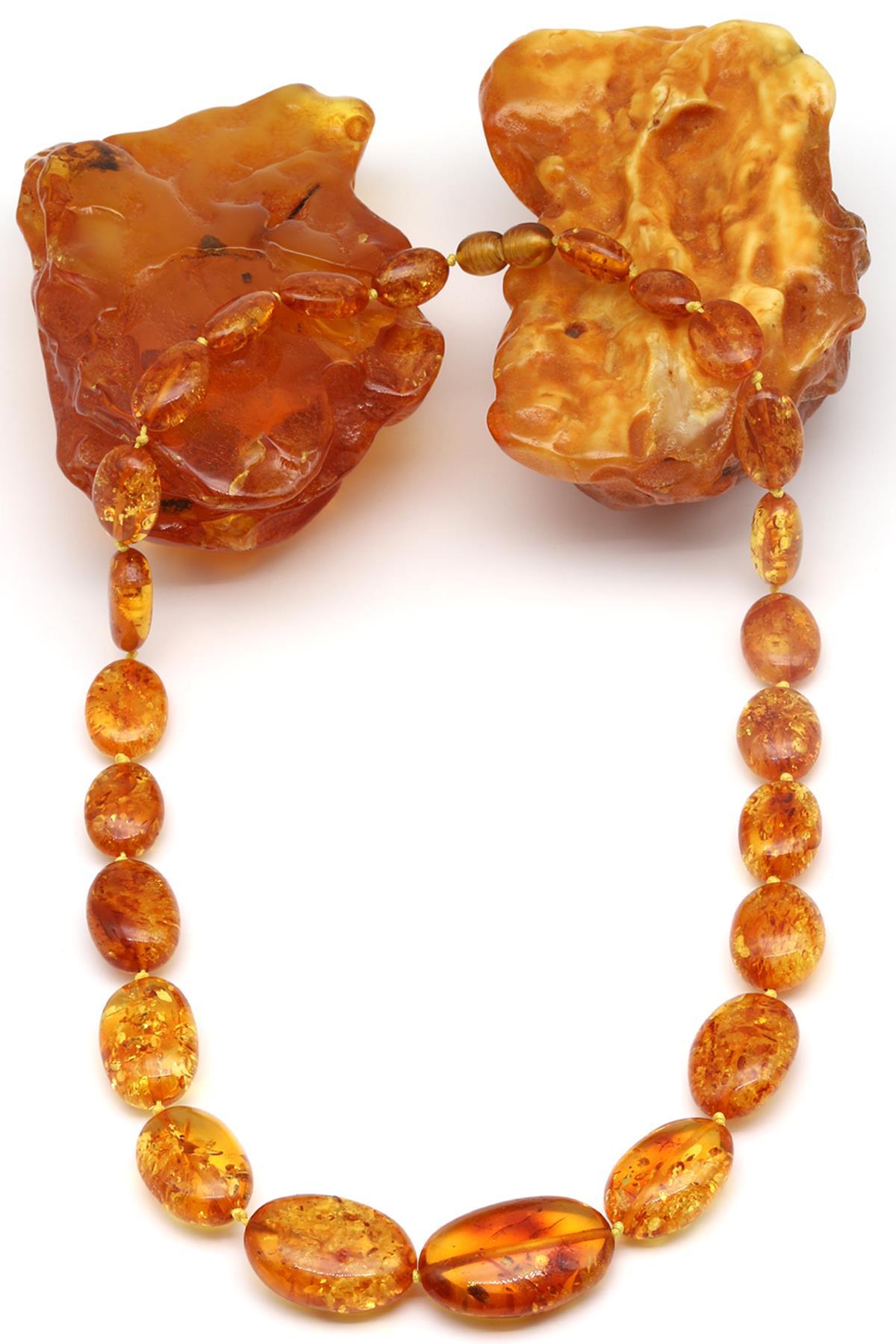 Damla Kehribar Kolye – 48 cm