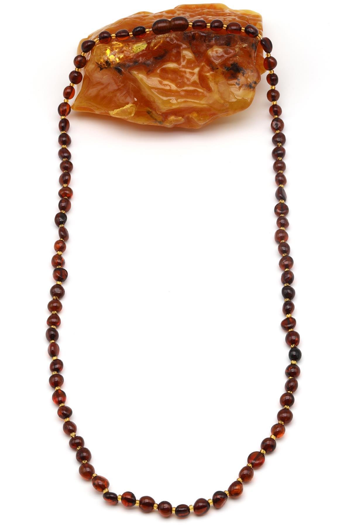 Damla Kehribar Kolye – 58 cm