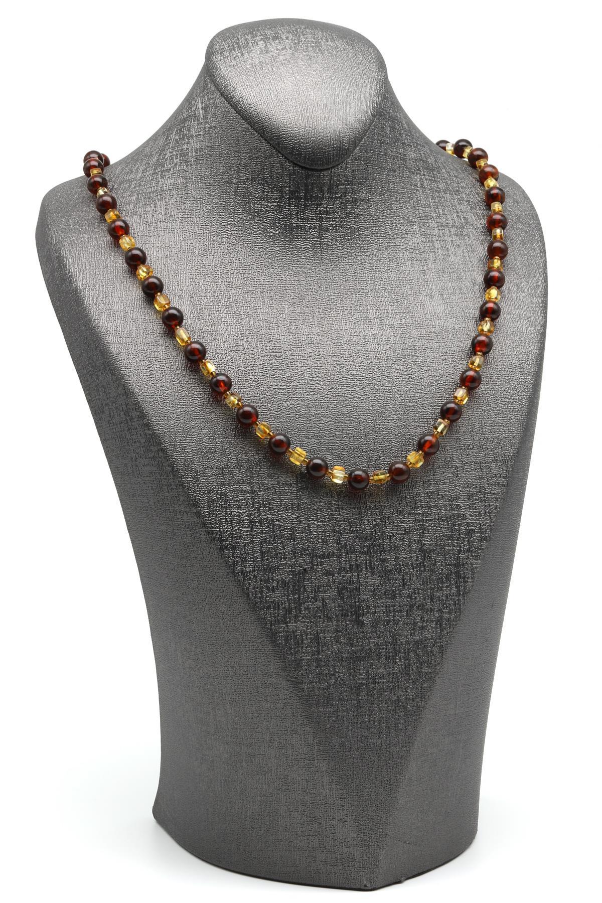 Damla Kehribar Kolye – 58 cm