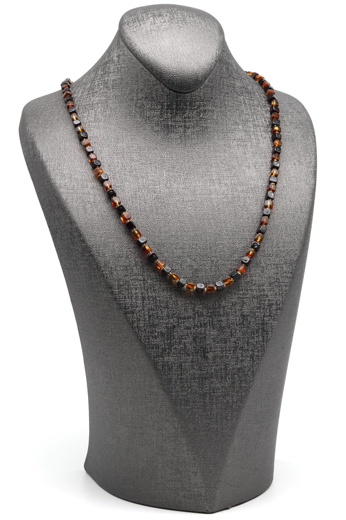 Damla Kehribar Kolye – 58 cm