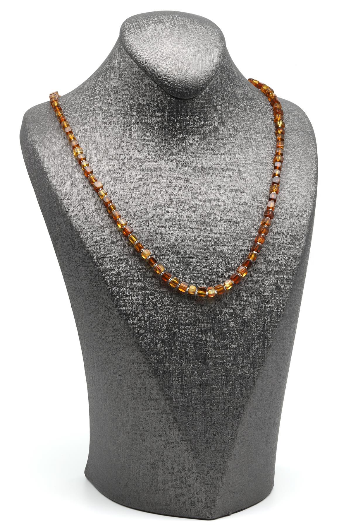 Damla Kehribar Kolye – 58 cm