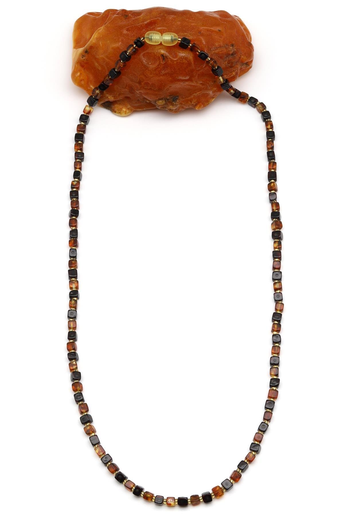 Damla Kehribar Kolye – 58 cm