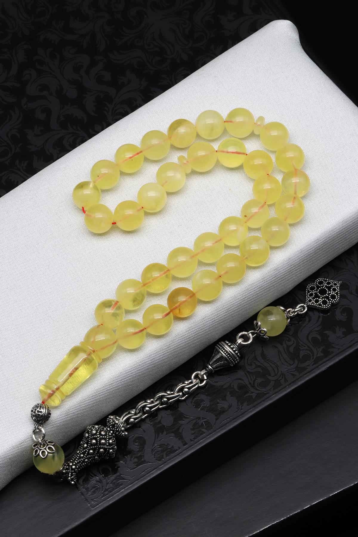 Damla Kehribar Küre Kesim Tesbih Litvanya Sertifikalı