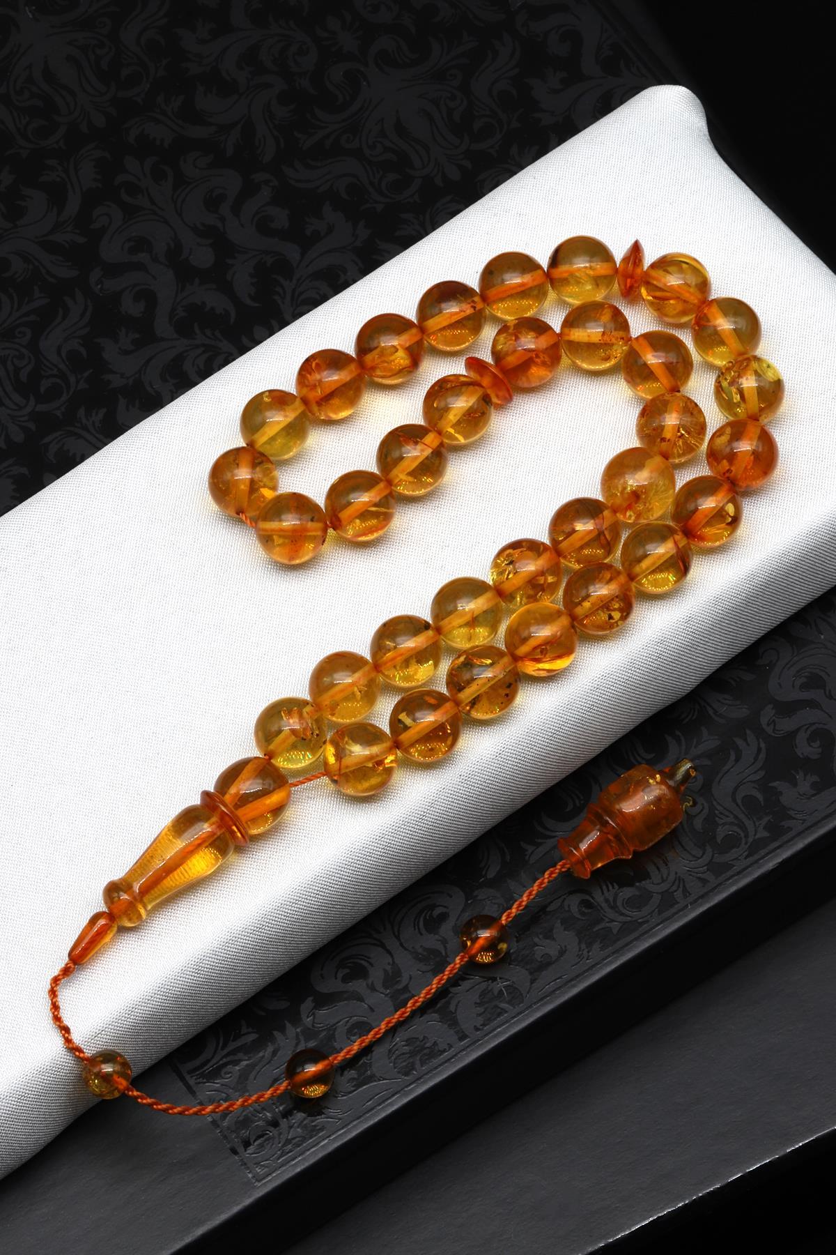 Damla Kehribar Küre Kesim Tesbih Litvanya Sertifikalı