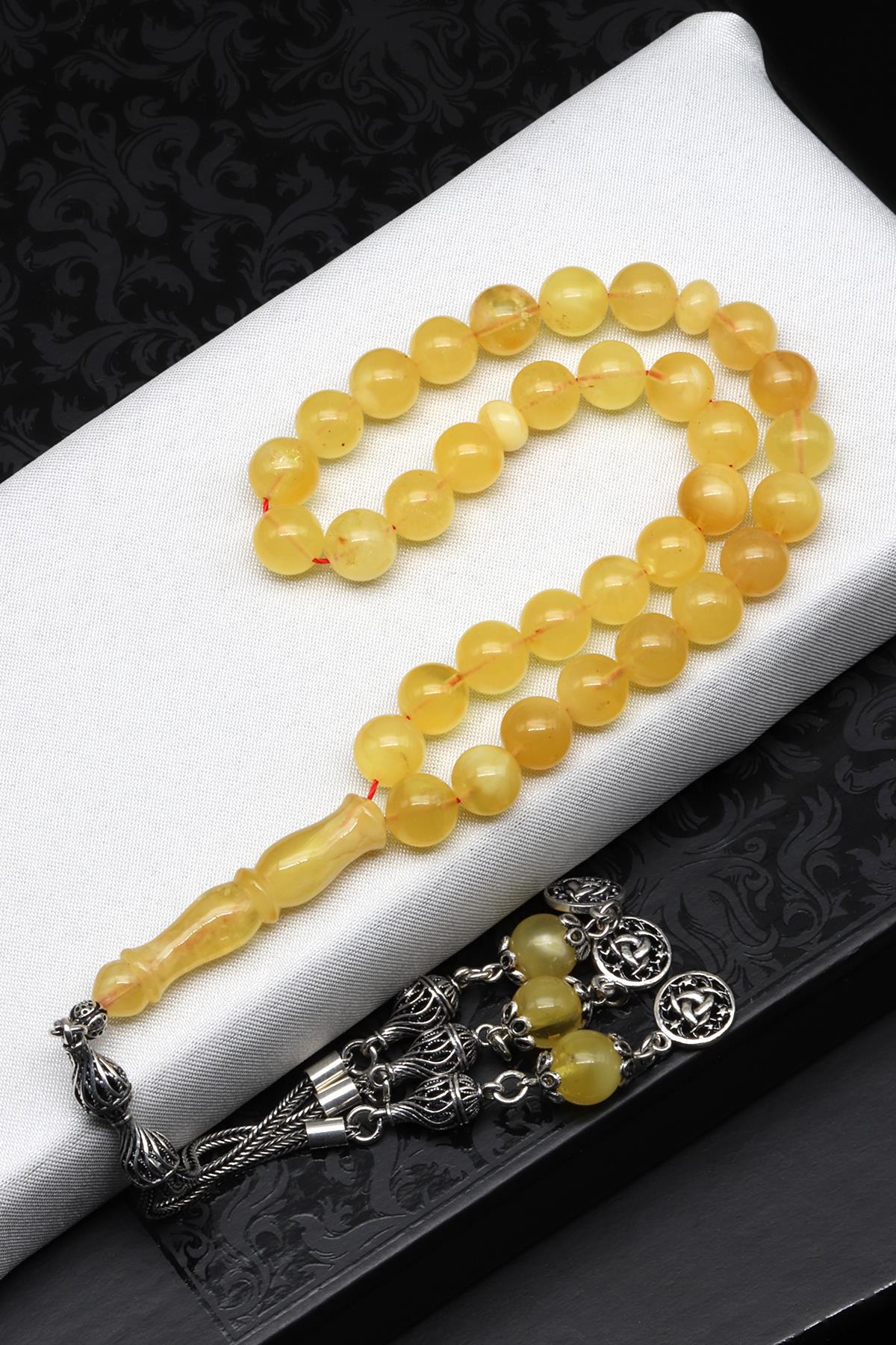 Damla Kehribar Küre Kesim Tesbih Litvanya Sertifikalı