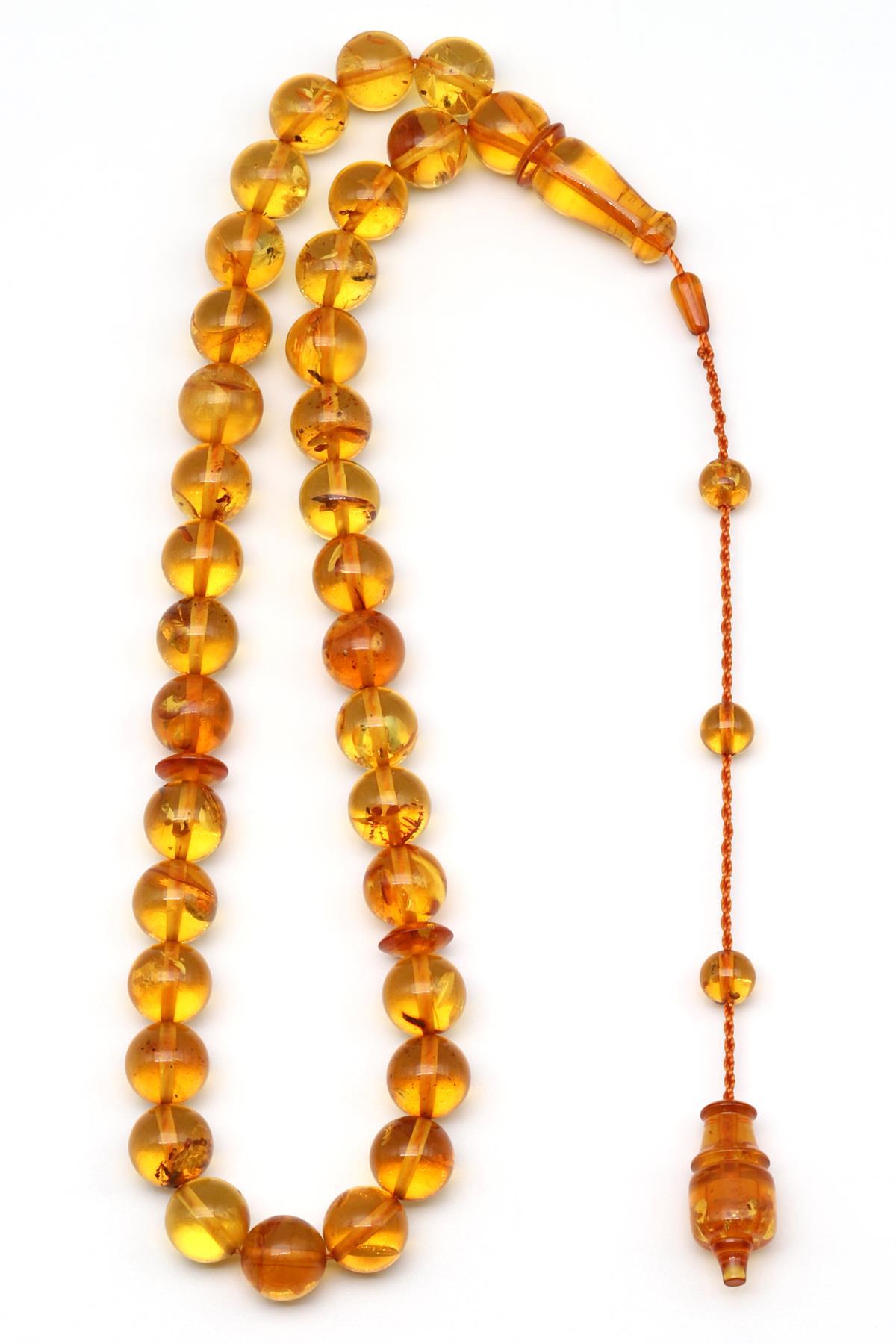 Damla Kehribar Küre Kesim Tesbih Litvanya Sertifikalı