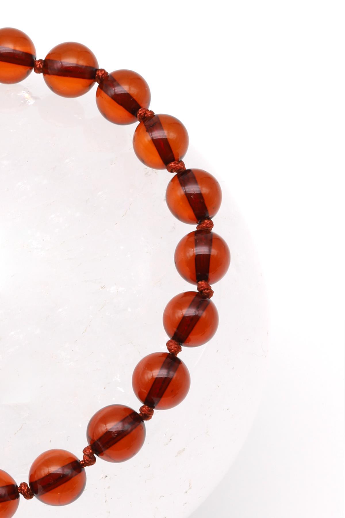 Damla Kehribar Makrome Örme Bileklik