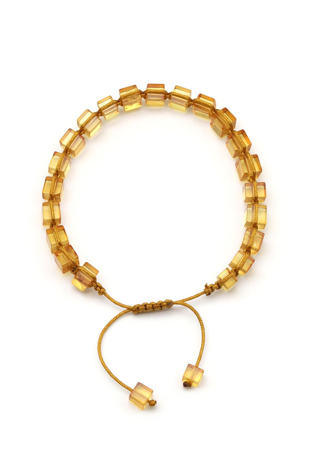 Damla Kehribar Makrome Örme Bileklik