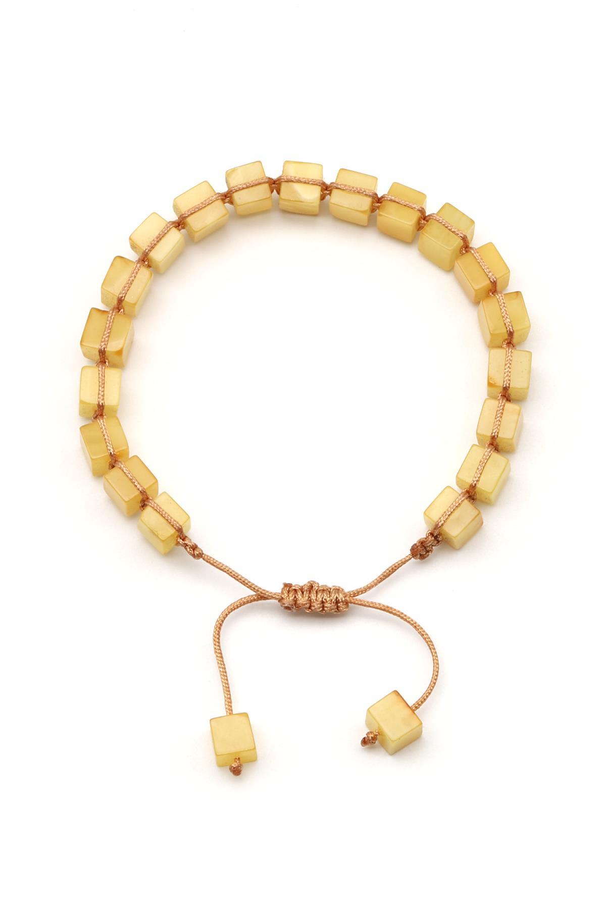 Damla Kehribar Makrome Örme Bileklik