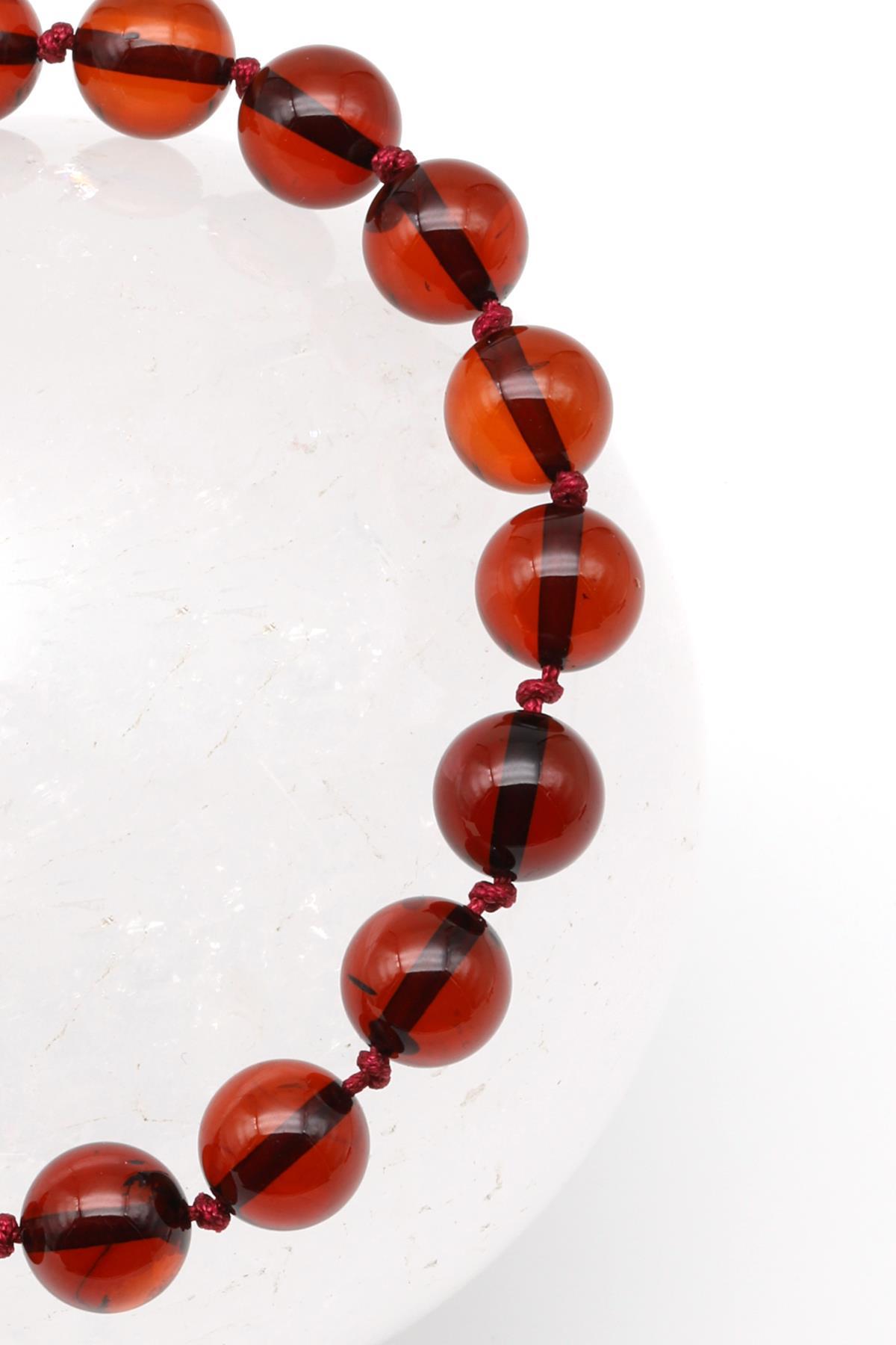 Damla Kehribar Makrome Örme Bileklik