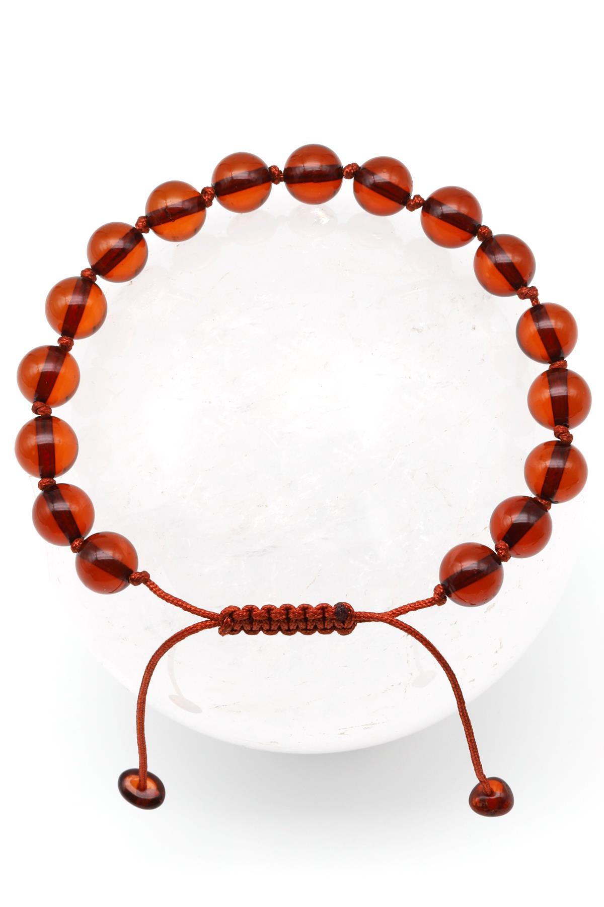 Damla Kehribar Makrome Örme Bileklik