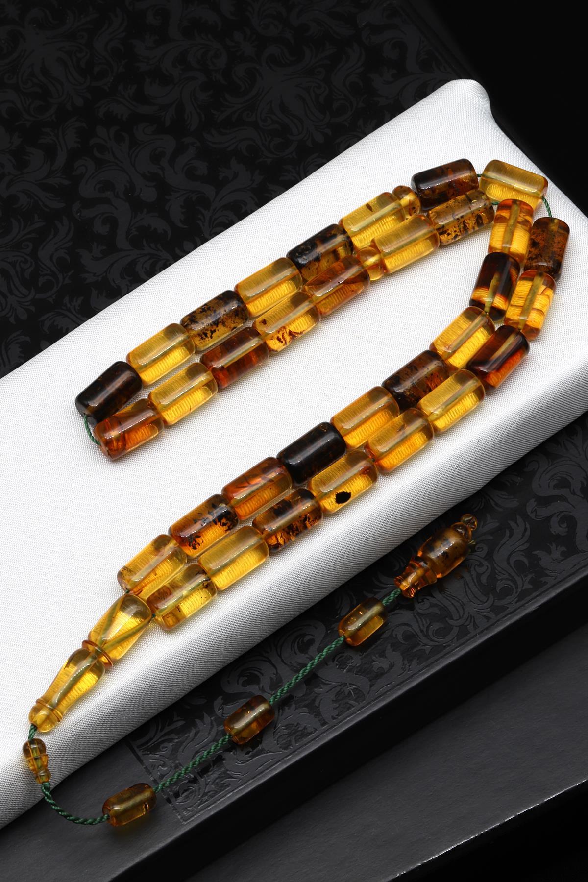 Damla Kehribar Silindir Kesim Tesbih Litvanya Sertifikalı