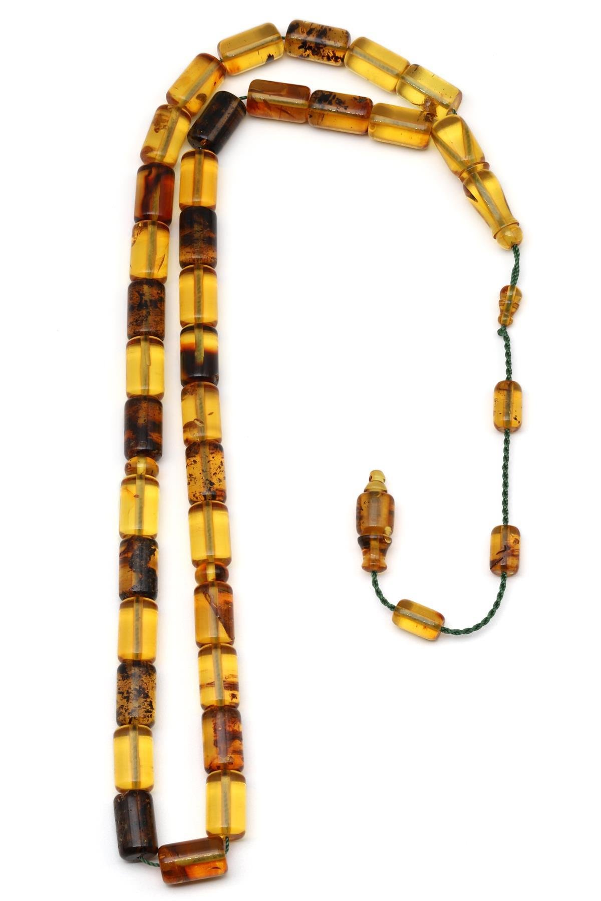 Damla Kehribar Silindir Kesim Tesbih Litvanya Sertifikalı