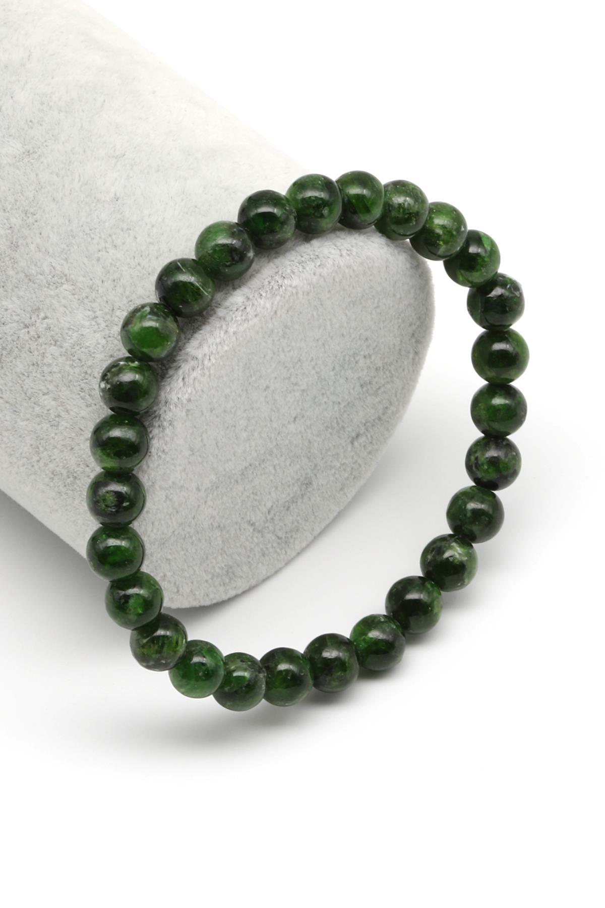 Diopsite Doğal Taş 7 mm Küre Kesim Bileklik
