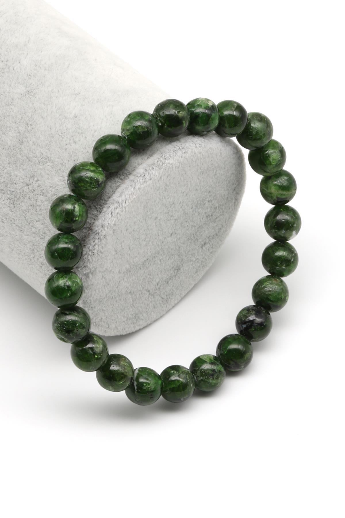 Diopsite Doğal Taş 8 mm Küre Kesim Bileklik